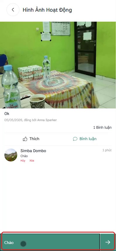 Nhập bình luận cho ảnh