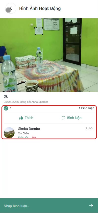 Thả cảm xúc và xem bình luận dưới ảnh