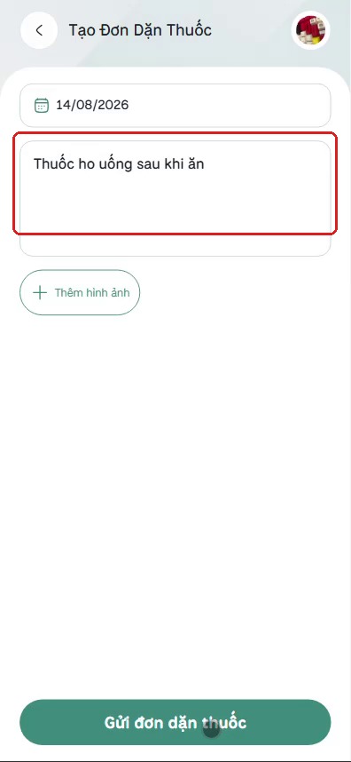 Nhập nội dung đơn dặn thuốc