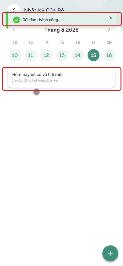 Ghi nhận nhật ký đã lưu thành công