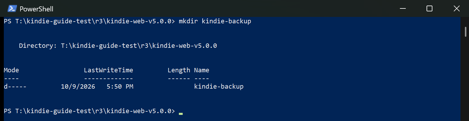 Backup: create the folder