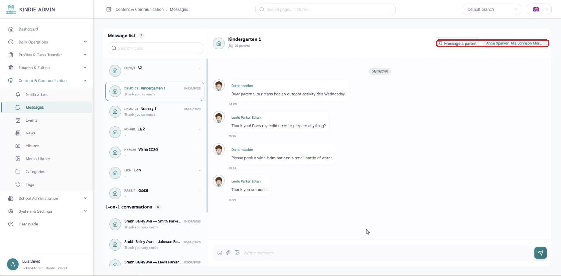 Messages chat