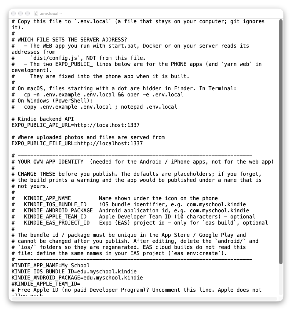 .env.local in TextEdit with the app name and the Android package changed.