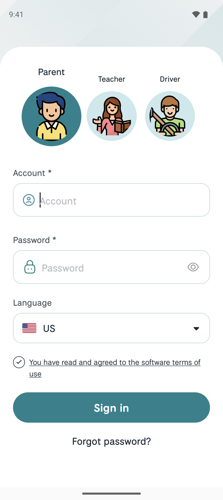 The Kindie sign-in screen on Android.
