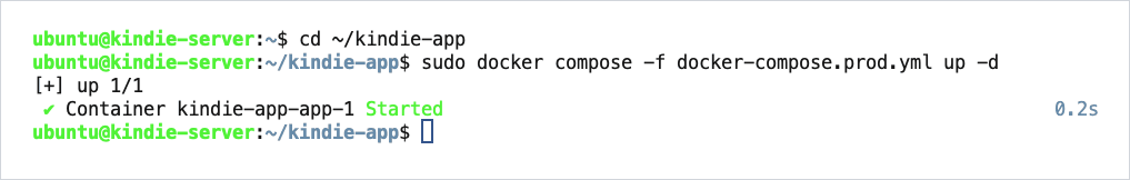 The app container is started.