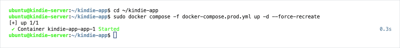 The container is recreated with the new files.