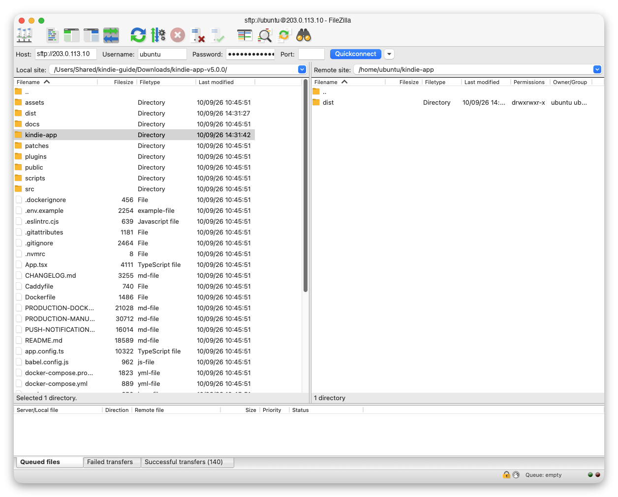 Double-click kindie-app on the right: the folder dist is directly inside it.