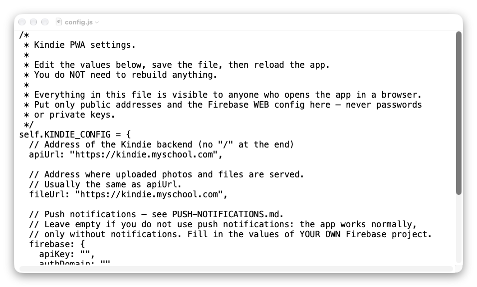 dist/config.js after replacing both addresses with https://kindie.myschool.com.
