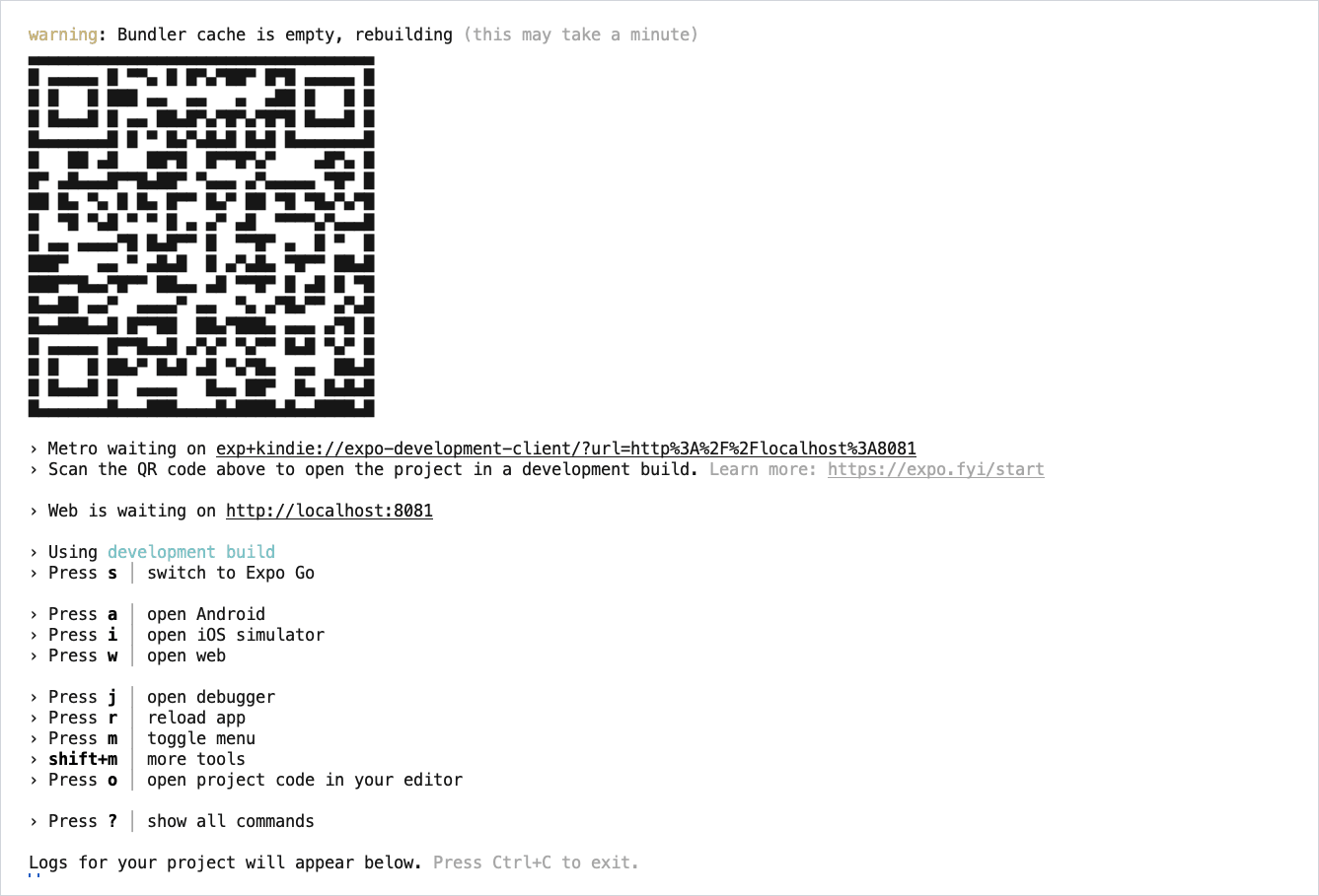 yarn web is ready: Web is waiting on http://localhost:8081.