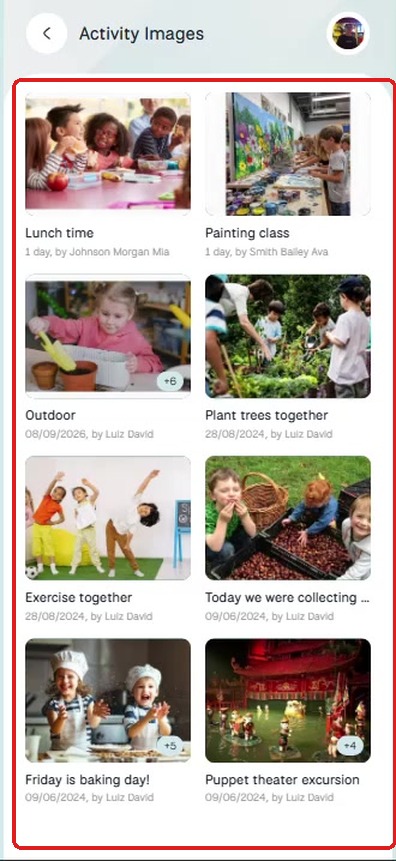 Activity Images grid