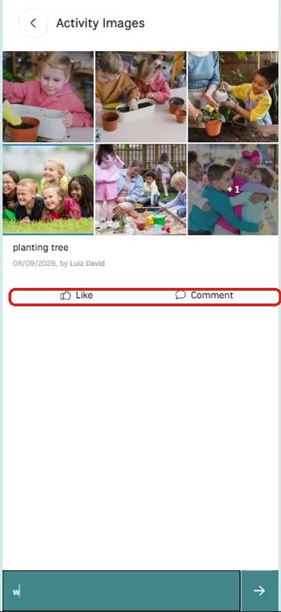 Activity Images post with Like and Comment