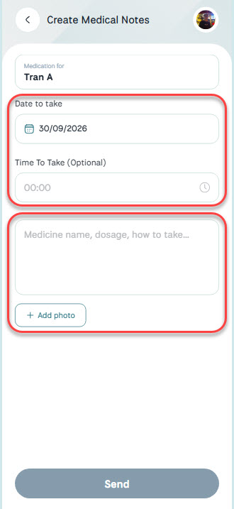 Create Medical Notes form