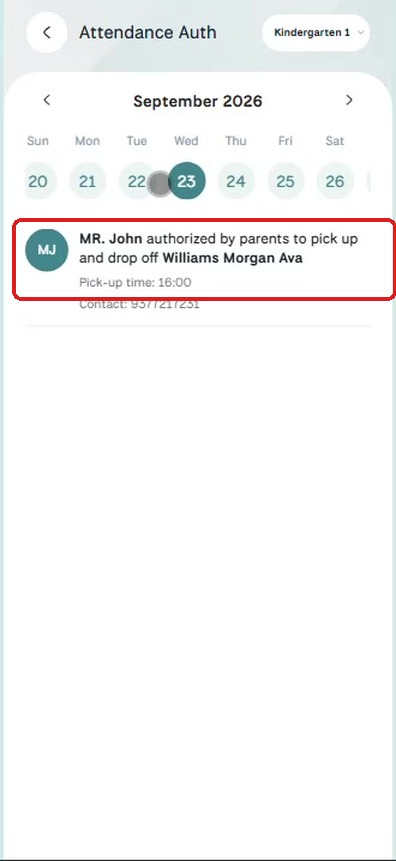 Teacher Attendance Auth — authorized person list