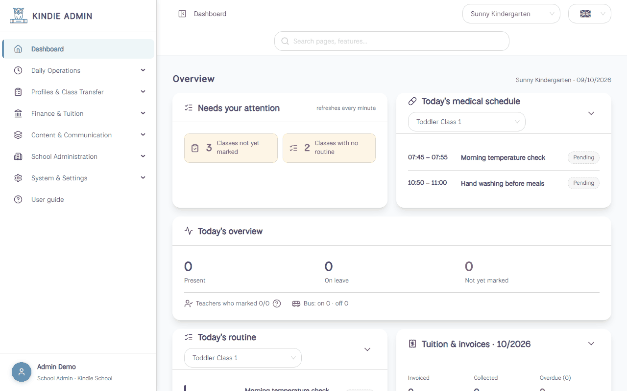 Dashboard after first sign-in