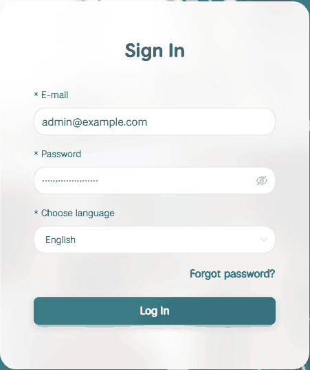 Sign in page