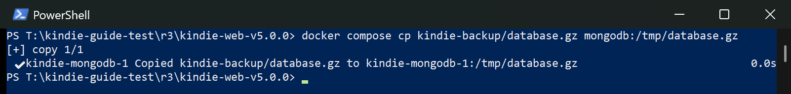 Restore: copy the database in