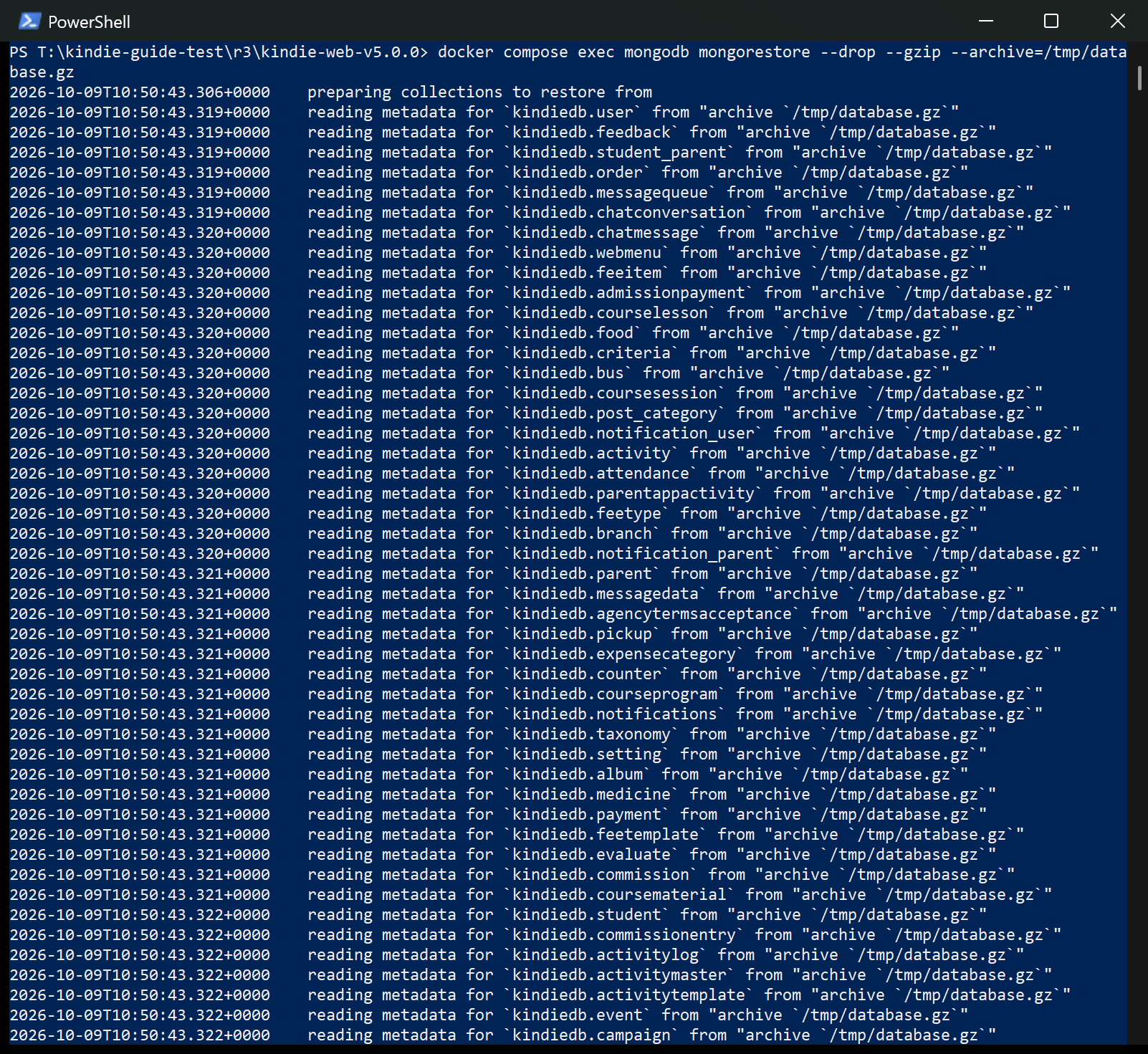Restore: database, command