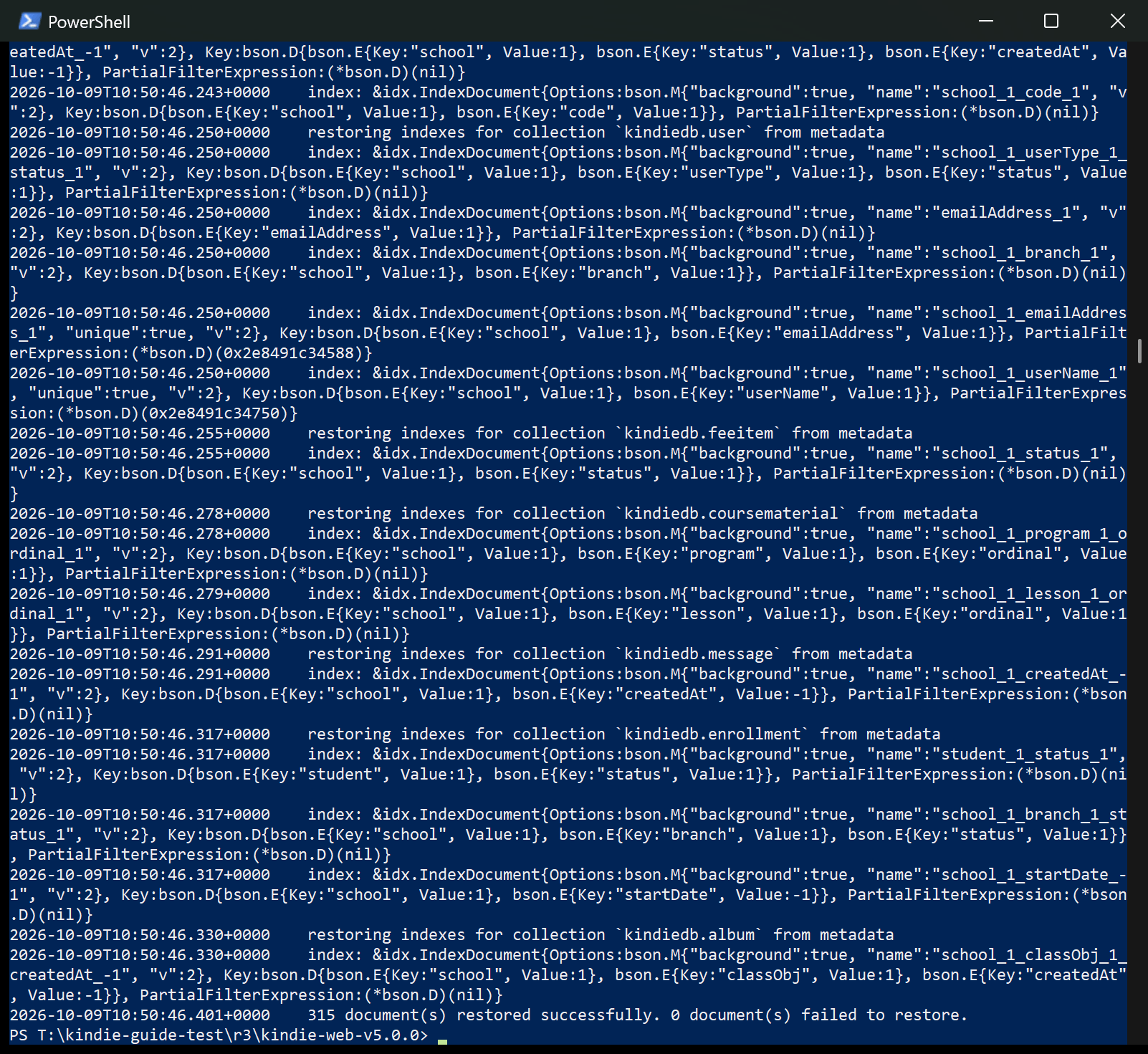 Restore: database, result