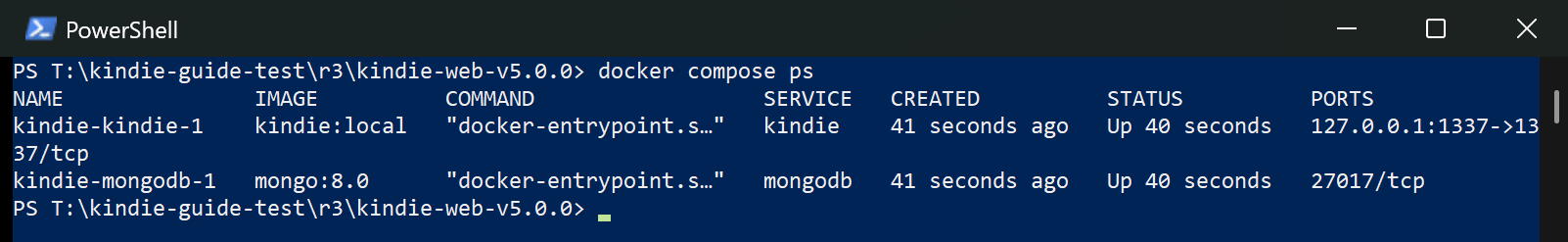 Check that Kindie is running