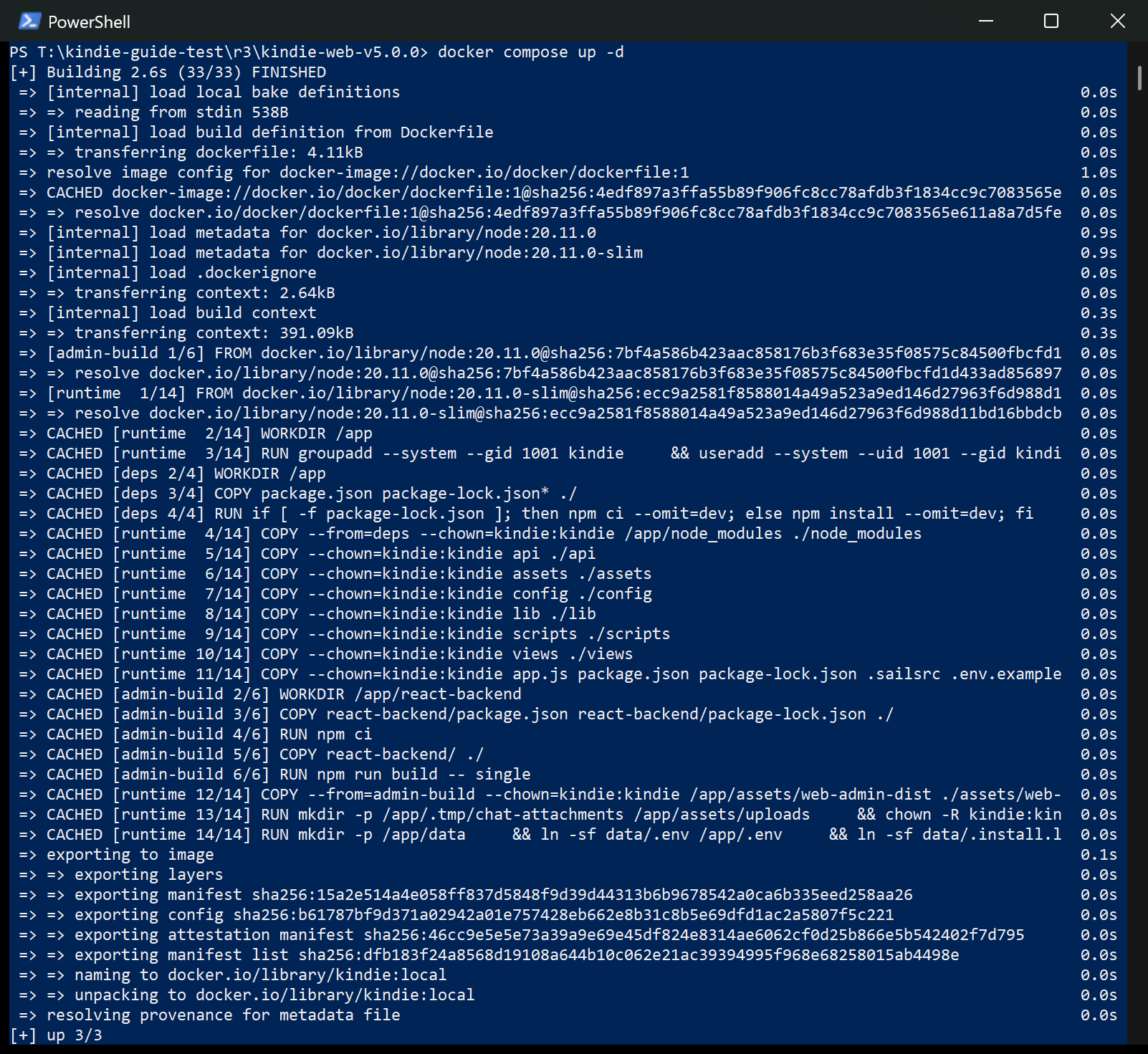 Start Kindie again, command